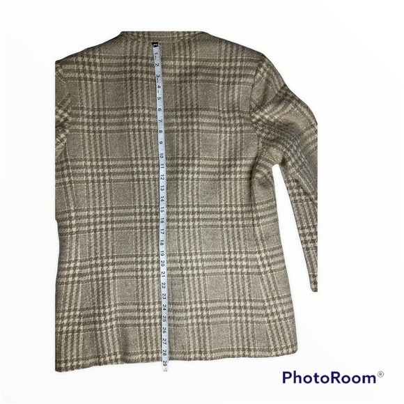 Vintage Pendleton Fuzzy Wool Tan/Cream Houndstooth Plaid Blazer size 14 - Picture 9 of 9